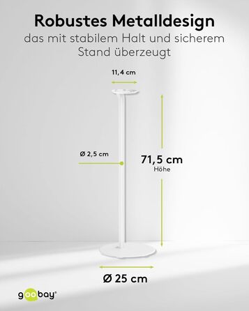 Стійка-підставка для колонки Sonos Era 100 від Goobay, з кабелем-менеджментом, біла, висота 71 см, витримує до 3 кг (71983)