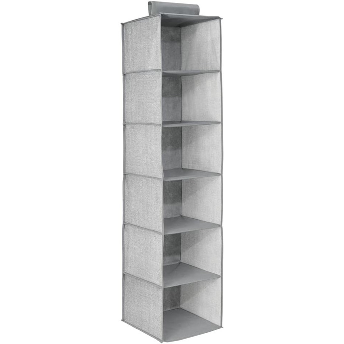 mDesign висувний тканинний шафа з поліестеру – 6 полиць – настінний шафа з тканини для спальні – ідеально як вішалка для одягу, ременів, клатчів – сірий та чорний (сірий)