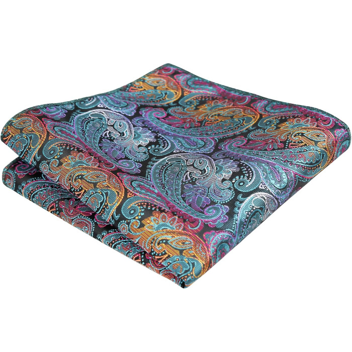 Набір краватки з градієнтом пейслі, кишенькового хустинки та запонок Alizeal, готовий до зав'язування, синій павич, універсальний розмір