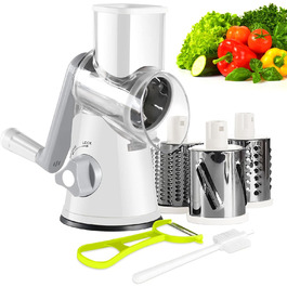 Трокер для овочів з ручкою та 3 наборами терлок: для овочів, сиру, льоду, зелені. Білий