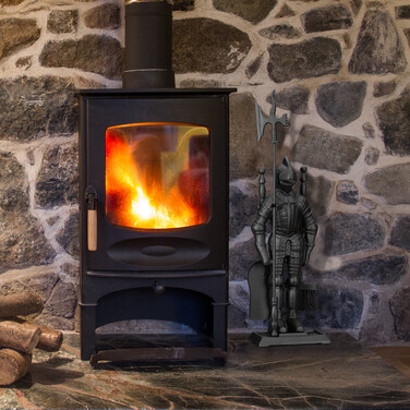 Relaxdays Fireplace Set Knight Cast Iron 4-Piece