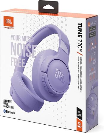 Навушники JBL Tune 770 NC – Бездротові, з активним шумозаглушенням, складні, фіолетові – до 70 годин роботи від акумулятора, швидка зарядка