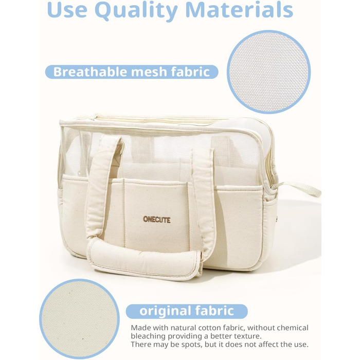 Транспортна сумка для собак, котів та кроликів – складана переноска з безпечним замком, сіткою для вентиляції та бічними кишенями – практична переноска для подорожей (Бежева, 34x16x25 см)