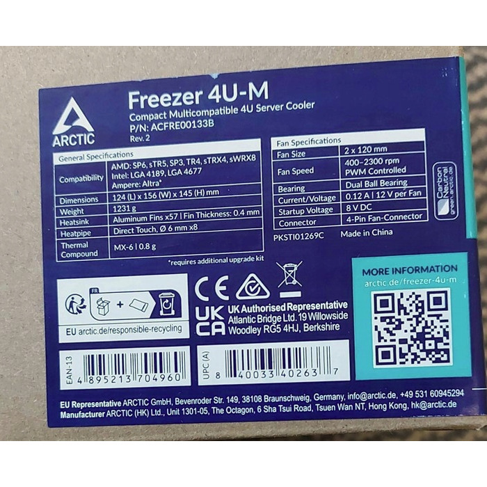 Кулер для процесора Arctic Freezer 4U-M Rev. 2 для серверних процесорів