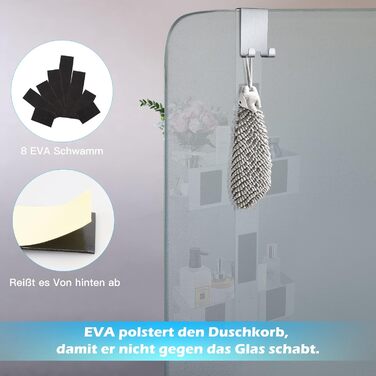 Uuliyer Shower Shelf for Hanging, Stainless Steel SUS304 Shower Rack No Drilling Required for Frameless Glass Door, Shampoo Shower Gel Holder for Shower (Style A (Silver))