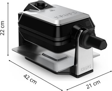 Вафельниця Krups FDD95D Professionelles: 1200W, 2 бельгійські вафлі, 7 рівнів підсмажування, чорний колір