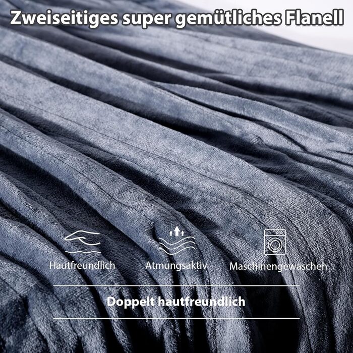 Електрична ковдра з автовимкненням Elytsemoh, 10 температурних режимів, таймер до 9 годин, фланель 160 x 130 см, пральна машина, захист від перегріву, сірий колір, для дивану, офісу