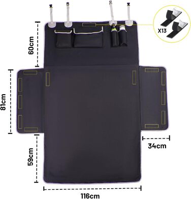 Захист для багажника автомобіля для собак, SUV, чорний килимок з захистом боків та бампера, водовідштовхувальний, універсальний, 205x115 см