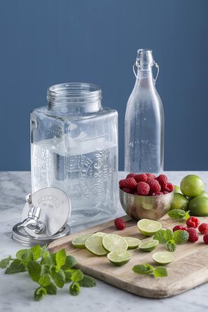 3-Liter Refrigerator Beverage Dispenser with Tap, Glass/Metal, Dimensions: 32.7 x 14 x 18 cm