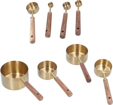 8 Pcs Stainless Steel Measuring Cups, Stackable Measuring Cup Set with Ergonomic Handle, Bartending Scale Measuring Spoons