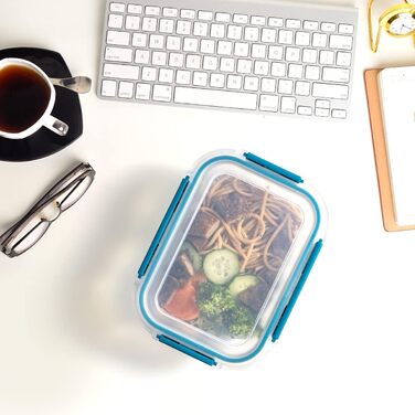 Набір контейнерів для зберігання продуктів Glas, 18 частин (9 контейнерів, 9 кришок), BPA-free, підходить для миття в посудомийній машині, мікрохвильовій печі та морозильній камері, виготовлені з скла, витікання неможливе, колір: бірюзовий