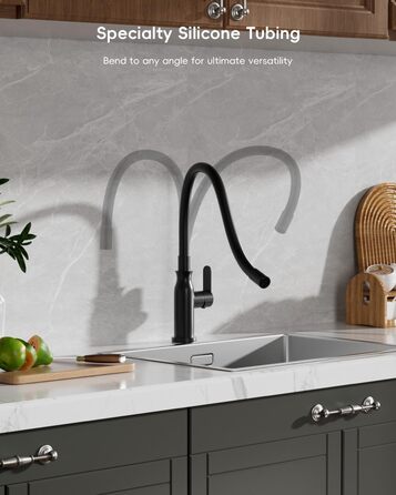 Кран кухонний APPASO 3-х ходовий чорний, 3 в 1 з фільтром, 360° поворотний, 2 ручки, нержавіюча сталь, низький тиск