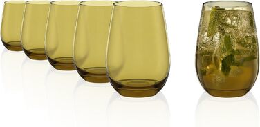 Stölzle Lausitz ELEMENTS Glasses 465 ml Olive I Drinking Glasses, Set of 6 I Dishwasher-Safe Glass Set I High Impact Resistance I Universal Glasses for Water, Juice, and Whiskey
