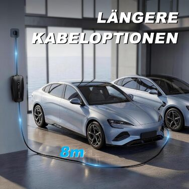 Кабель зарядний Type 2 Schuko 8м, 3.68кВт 16A для електромобіля (EV), водонепроникний IP65, сумісний з Tesla Model Y/3, Volvo XC60, VW ID.3/4