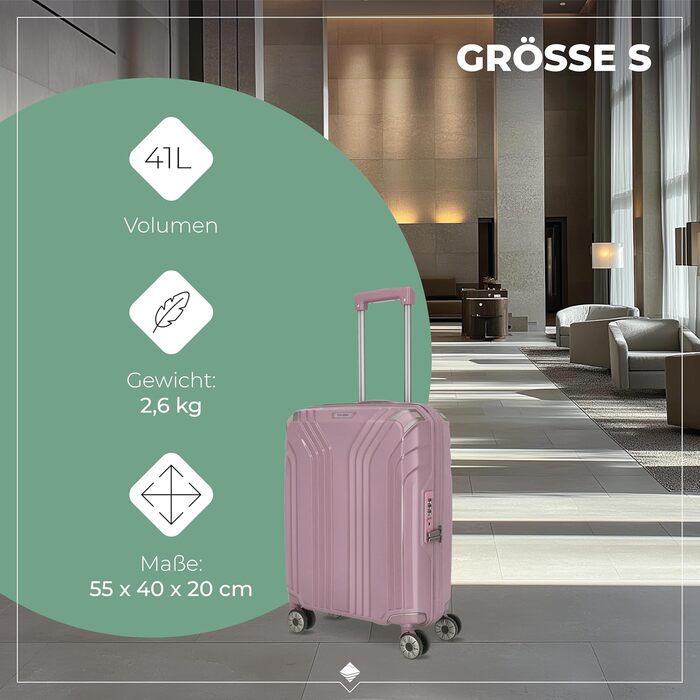 Валіза Travelite ELVAA Rosé 66 см (72-77 л) з розширюваним об'ємом, TSA-замком та захисними кутками. Набір валіз (L/M/S).