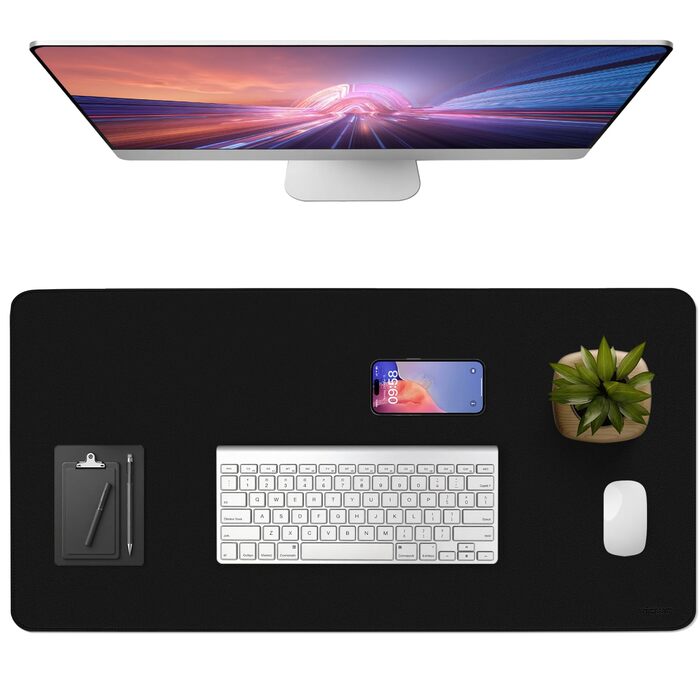 Підкладка для столу Vicwe з екошкіри PU, 120x60 см, чорна - килимок для миші, захист для офісу та дому