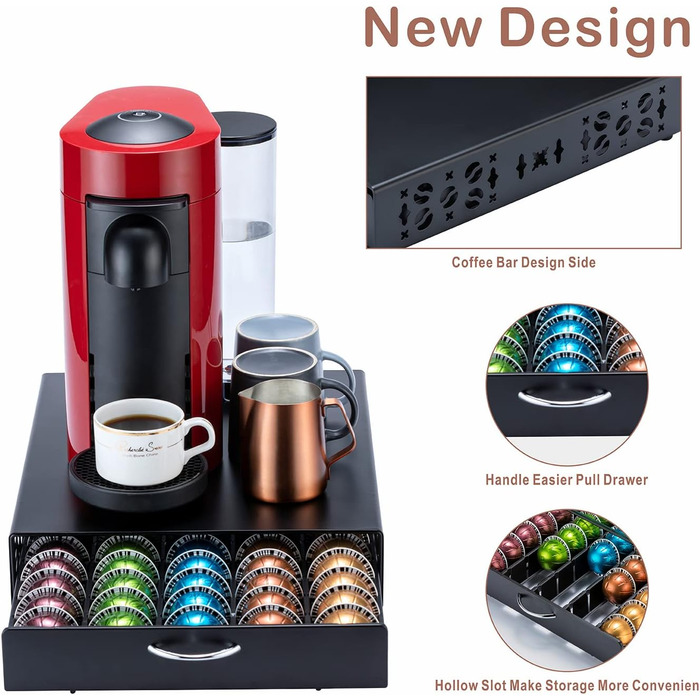 Організатор для капсул Nespresso Vertuo: металевий стійка на 50 капсул, чорний