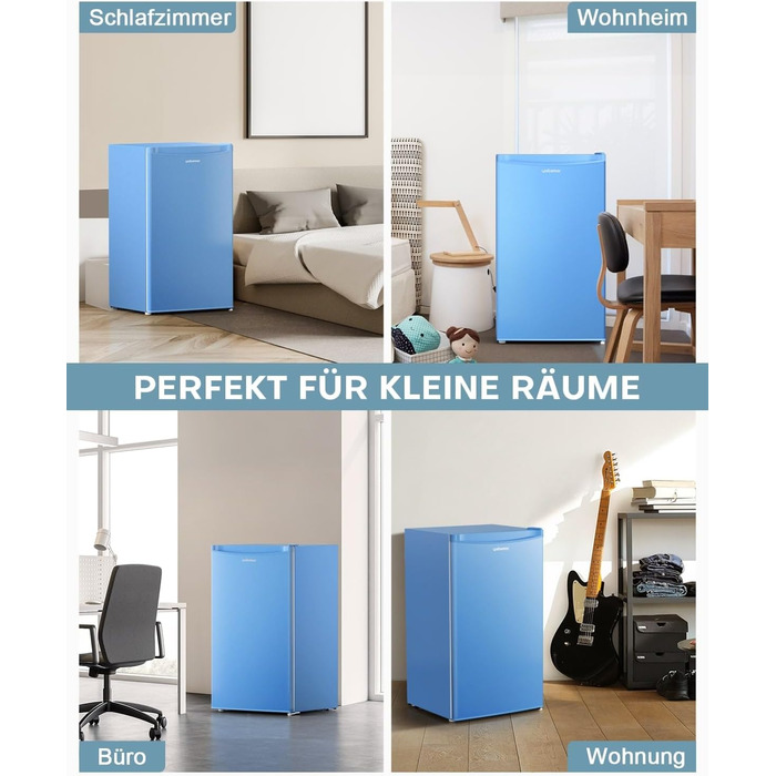 Upstreman 91L Міні-холодильник з функцією швидкого охолодження, 5 температурних режимів (1-8°C), енергоефективний, 41 дБ, компактний та місткий для студентського гуртожитку/офісу, BR321- (Блакитний)