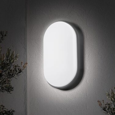 LED світильник настінний овальний 18W 4000K IP65 з чорною рамкою для дому, офісу, ванної кімнати, саду та інших приміщень