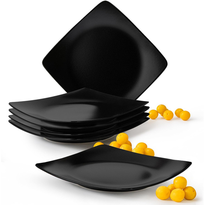 Набір посуду Konsimo для 6 осіб (18 предметів) - EPIRI: Сучасний сервіз з чорного матового стекопласту для сім'ї