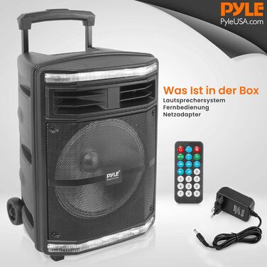Pyle Partybox 600W: Портативна Bluetooth колонка з LED підсвіткою, мікрофоном для караоке, USB/SD/MP3, для вечірок та заходів
