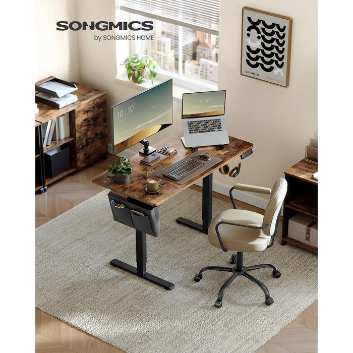 Регульований по висоті письмовий стіл SONGMICS, 120 x 60 см, колір: вінтажний коричневий