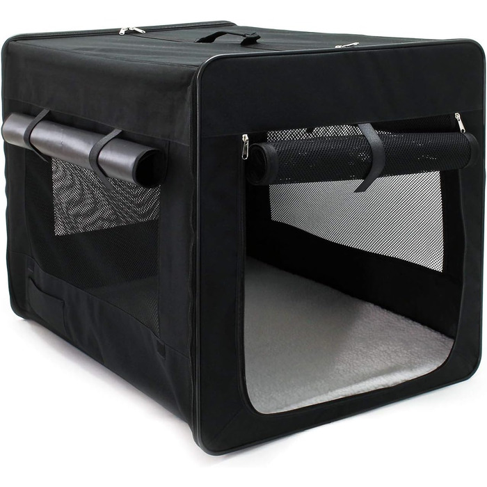 Транспортна переноска для собак та котів Wiltec, L (76x56x61 см), чорна, знімний килимок