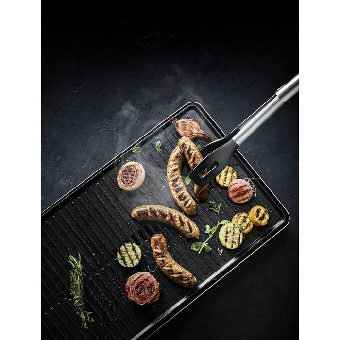 Кухонні щипці WMF BBQ 32,5 см з нержавіючої сталі Cromargan з пластиковим наконечником, для стейку, риби, овочів, з фіксатором, компактні