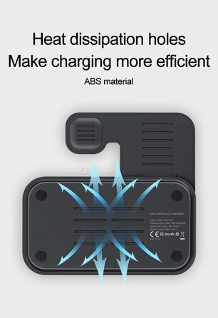 MMOBIEL Бездротова зарядка 3-в-1 для iPhone, Apple Watch та AirPods - 15W швидка індуктивна зарядка - Чорний колір
