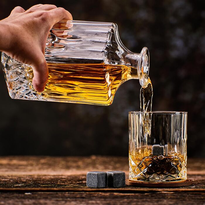 Набір для віскі WHISISKEY: 18 каменів та щипці - подарунок для чоловіка, аксесуари для віскі, багаторазові кубики льоду