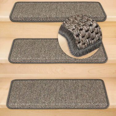 Ступінчасті килимки для сходів Kettelservice-Metzker Ґетеборґ, сіро-коричневі, набір з 15 шт.