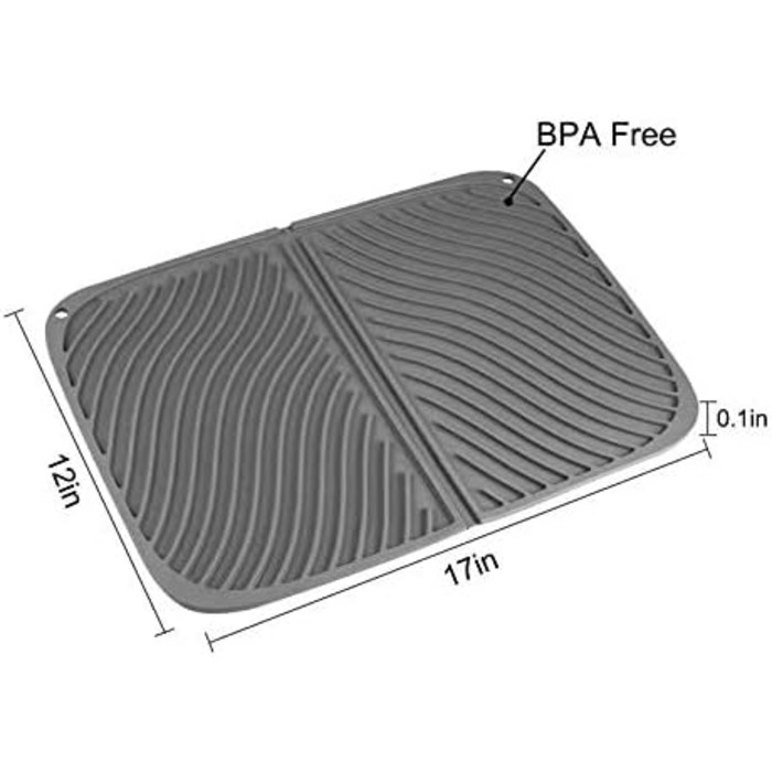 Силиконова підставка для посуду - велика, термостійка, швидковисихаюча, 59.7 x 38.6 см (IYYI, чорний/сірий)