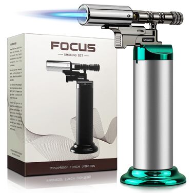 Газовий пальник Küchenbrenner для кухні, крем-брюле, паяння, заправний бутан, Jetflamme (Wb009-silver)