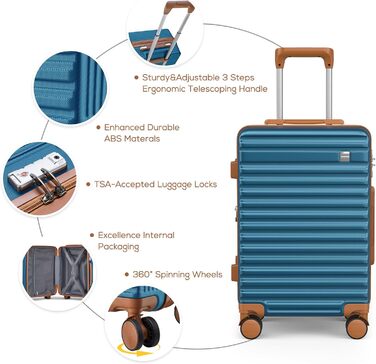 Набір валіз Joyway з ABS-пластику (4 колеса, TSA-замок) з місткою сумкою та культурою. Великий синій кофр