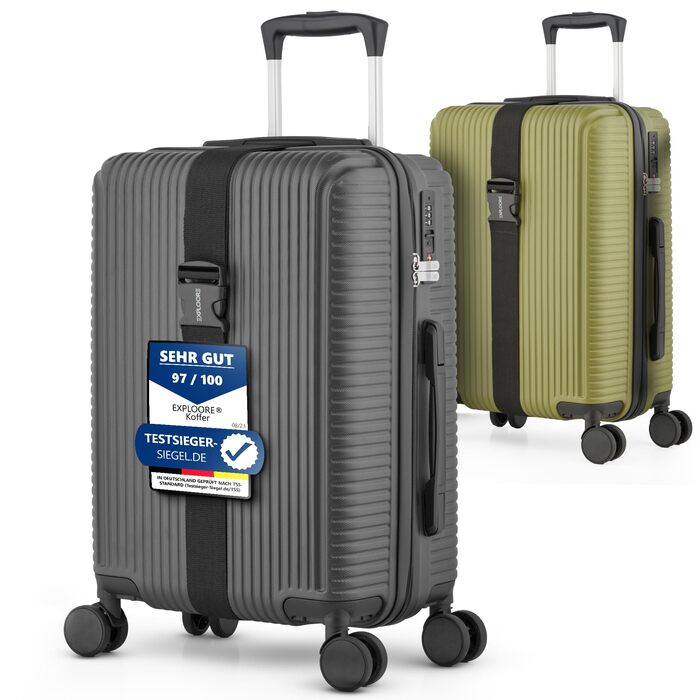 Чемодан ручної об'єм 55x40x20 см з телескопічною ручкою, ABS, з TSA-замком, чорний