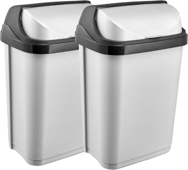Відро для сміття Keeeper Rasmus з роликовим кришкою, світло-сіре (срібло), 2 x 10 л