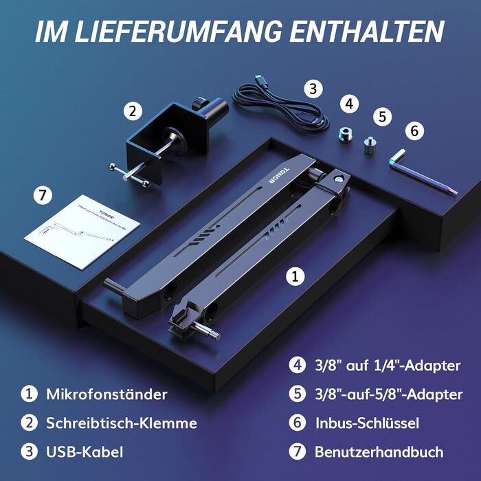 Кріплення для мікрофона TONOR RGB T90LP з підсвічуванням, для стрімінгу та студії