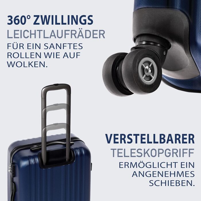 Набір валіз FERGÉ 3 шт. з жорстким корпусом, розширюваний. Валізи Trolley, Handgepäck, L, XL. Матеріал: 100% ABS, колір: рожевий (3 шт. в наборі, Navy)