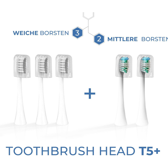 Електрична звукова зубна щітка ENOA з 5 режимами, 3 рівнями інтенсивності, таймером, IPX7 водонепроникна + 5 змінних насадок