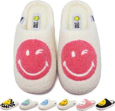 Тапочки домовик SMILEYWORLD® для жінок та чоловіків з меморі-піною, теплі, пухнасті, плюшеві, для дому, рожеві, білі, 38/39 EU