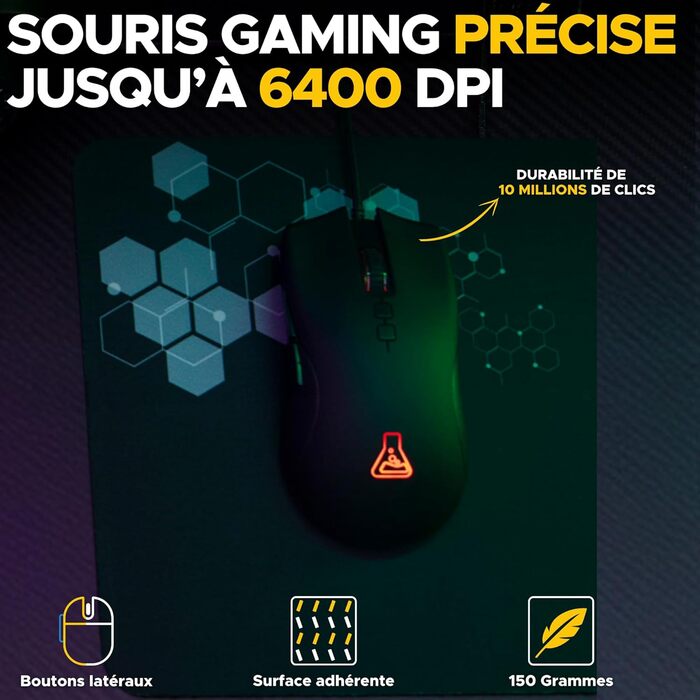 G-Lab Combo Natrium: Ігрова клавіатура, миша, навушники та килимок – 4 в 1 (USB, RGB, 19 антихостингові клавіші, 6400 DPI)