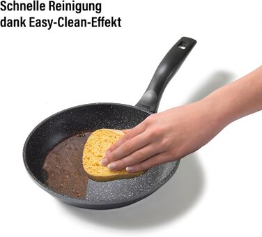 STONELINE Frying Pan - Induction-compatible pan with genuine stone particles coating, frying & universal pans made of aluminum cast, large pan (Grey, 24 cm)