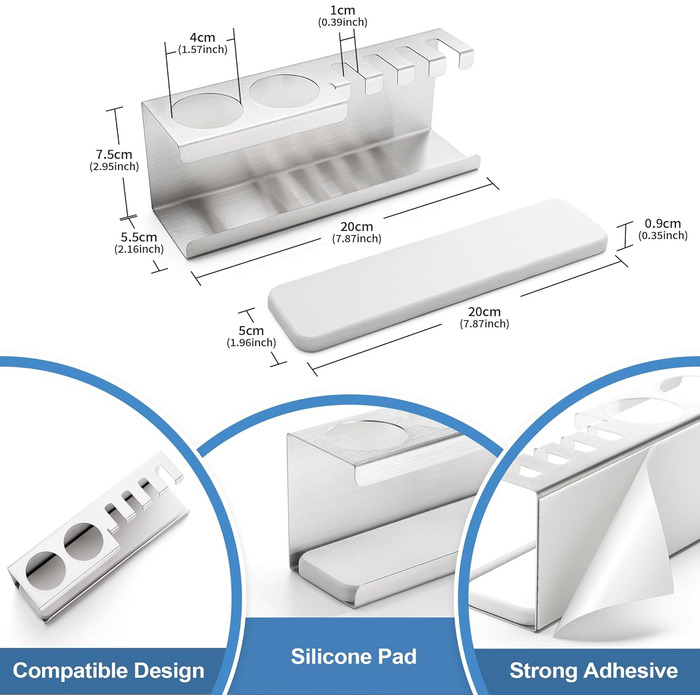 Електричний тримач для зубних щіток з нержавіючої сталі, без свердління, з силіконовою оболонкою, для ванної кімнати, сріблястого кольору
