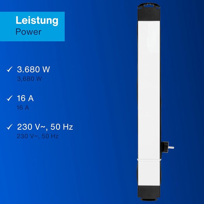 Многорозеткова смуга REV з захистом від перенапруги, 10 розеток, 2м, білий, 3680W