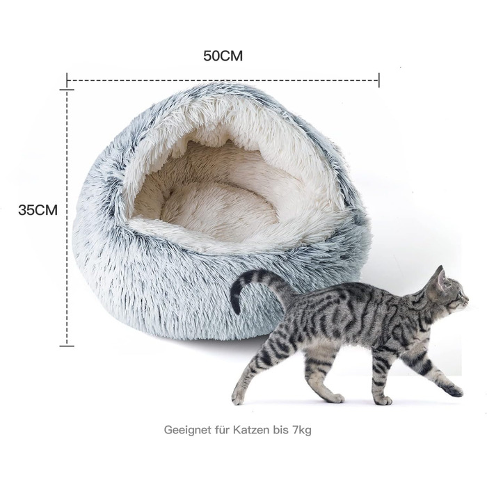 CATISM Cat Bed, Fluffy Cat Blanket, 50cm Cozy Cat Bed for Large Cats/Kittens Washable Snuggle Dog Bed Dog House Soft Comfortable Coffee (Gray-1)
