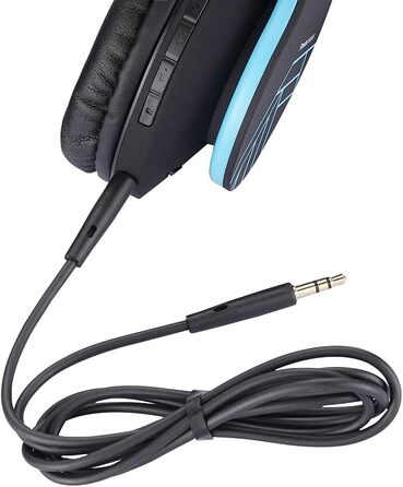 Бездротові навушники PowerLocus Over-Ear з Bluetooth, мікрофоном, складна конструкція, м'які амбушюри, Hi-Fi стерео звук, бас, для дітей та дорослих, TV/PC/Home Office (Чорний/Синій)