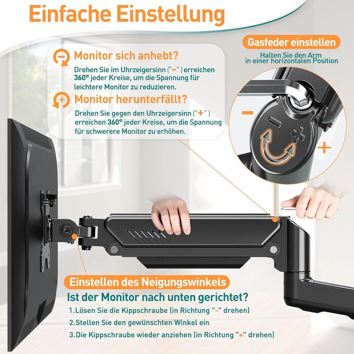 Кріплення для монітора ELIVED EV023A: газліфт, 13-32