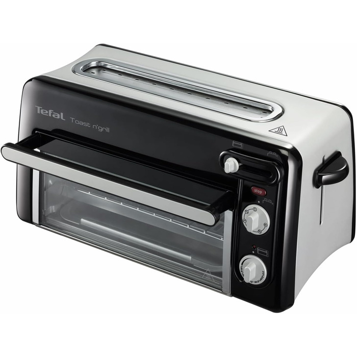 Tefal Toast n’ Grill TL6008 | 2-in-1 Toaster and Mini-Oven | Very energy-efficient and fast | 1300 Watt | 43.5 x 28.5 x 22.5 cm | Black/ Matte aluminum | 220-240V | 50-60Hz Single