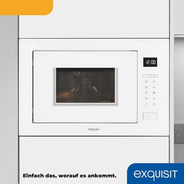 Вбудована мікрохвильова піч Exquisit EMW25-G-020 біла з грилем, сенсорне управління, таймер, швидкий старт