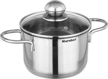 Karcher 14-Piece Stainless Steel Cookware Set with Glass Lids - Induction Compatible